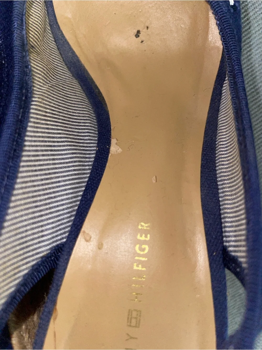 Tommy Hilfiger Navy Crisscross Slingback Wedge Sandals. //cod #C3
